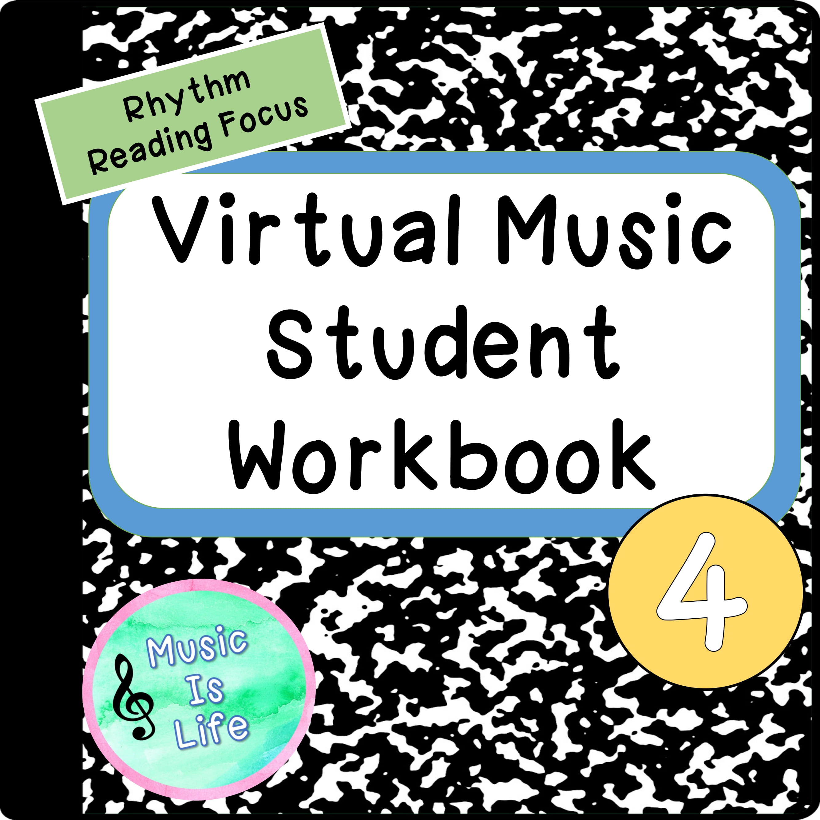 Virtual Music Student Workbook 4- Rhythm Reading Focus for Google Slides