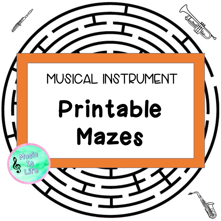 Musical Instrument Printable Mazes by Music Is Life | TPT