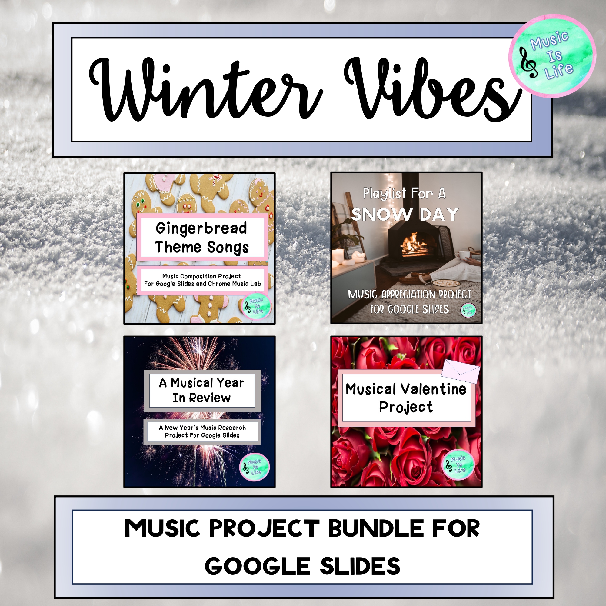 Winter Vibes - Music Project Bundle For Google Slides