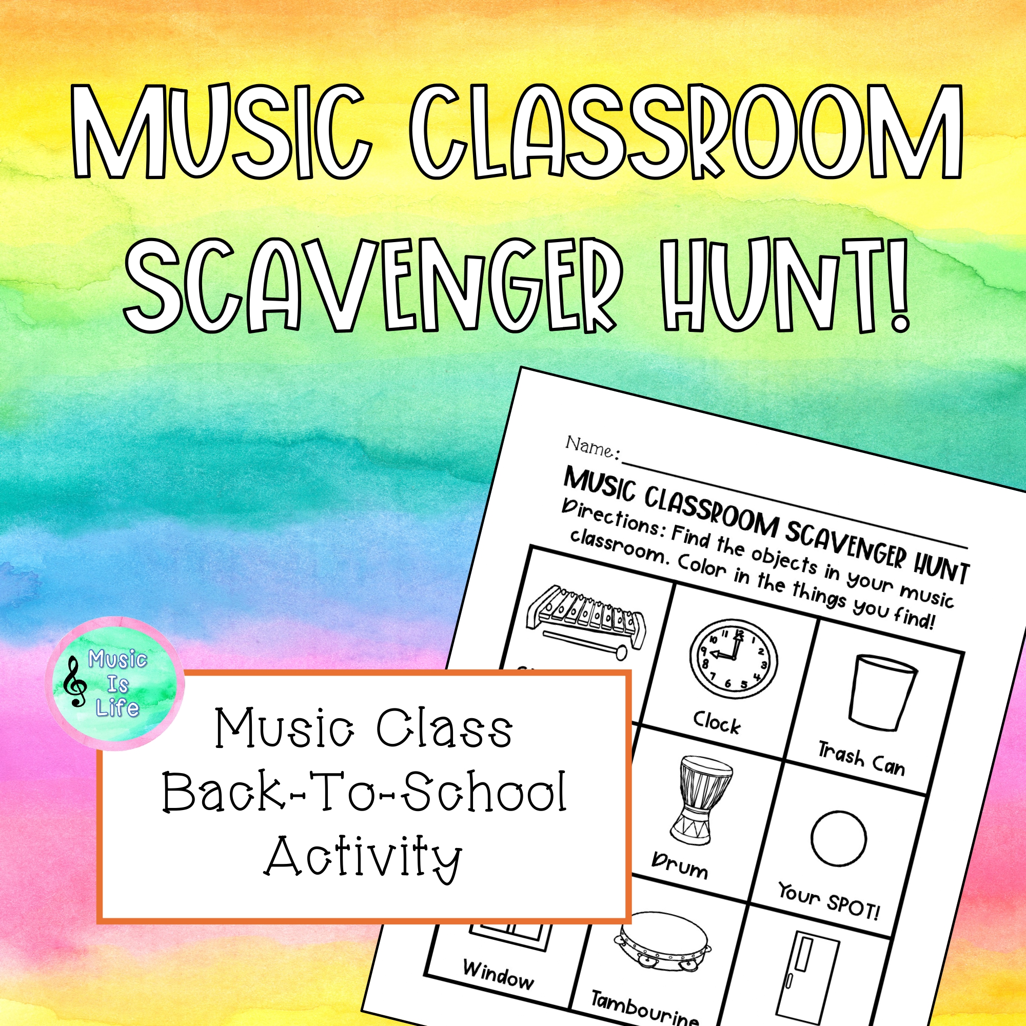 Music Classroom Scavenger Hunt! - Music Class Back-To-School Activity